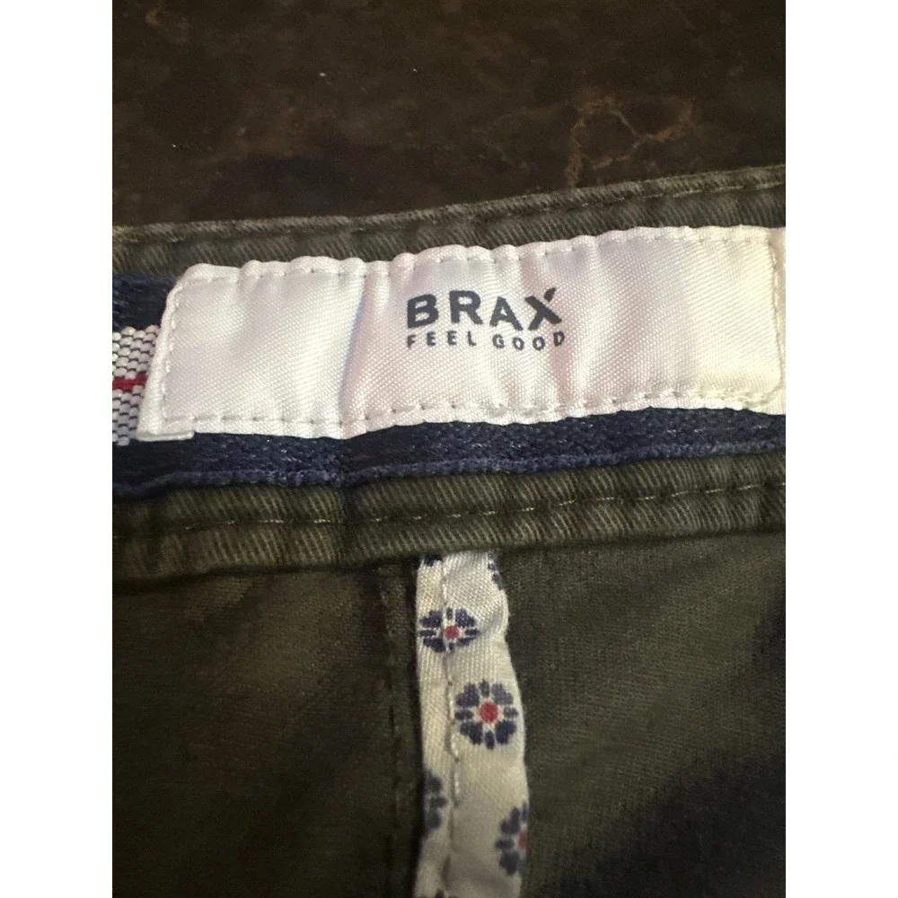 Brax Feel Good Style Everest Mens Olive Green Chino Pants 40/32 Straight Leg